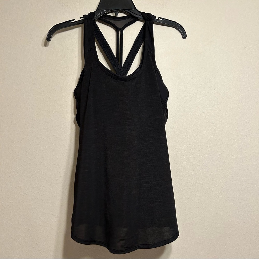 Athleta Racerback Box Jump Tank with Built In Bra Layered Black S